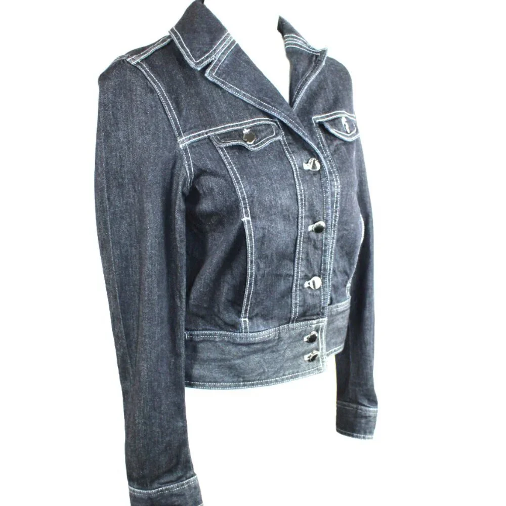Elie Tahari Dark Blue Denim Jacket, Size Small